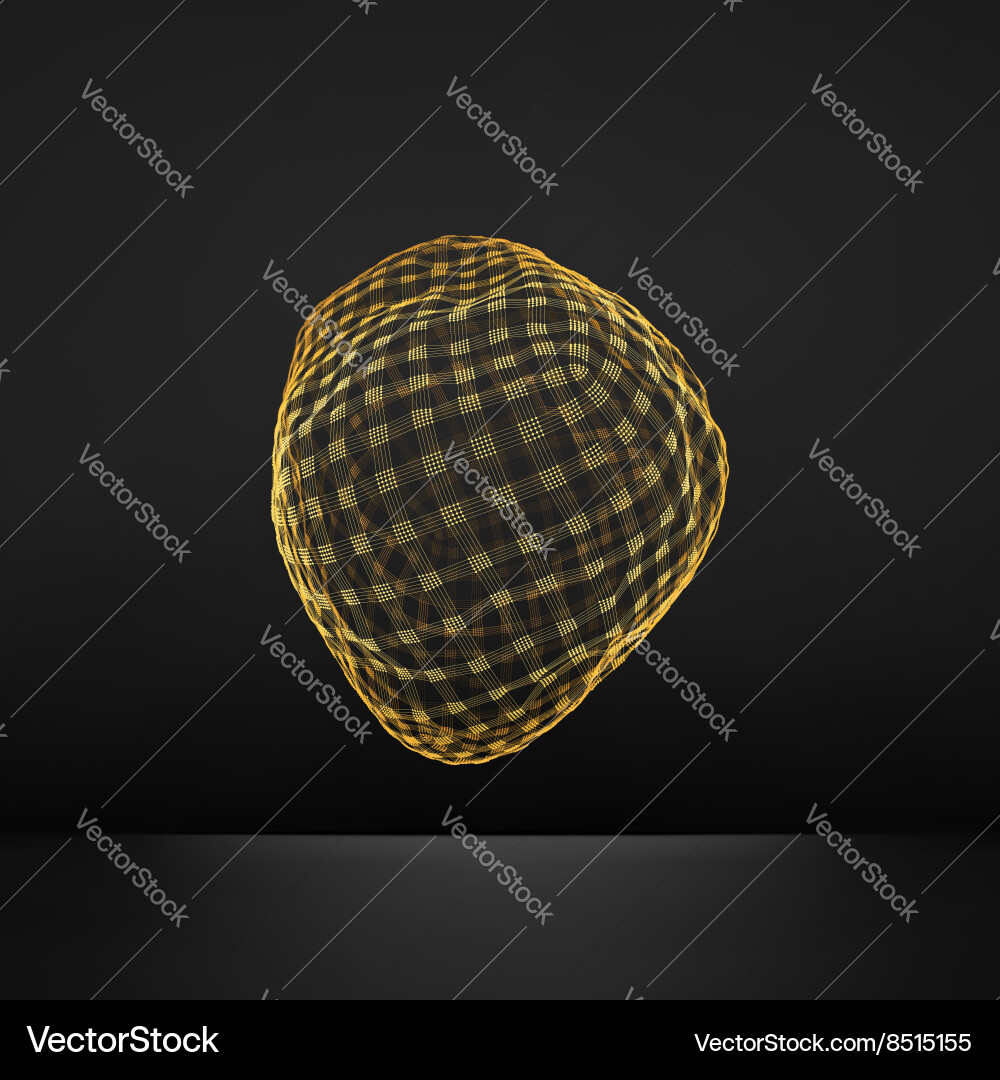 Wireframe object with lines and dots abstract 3d vector image