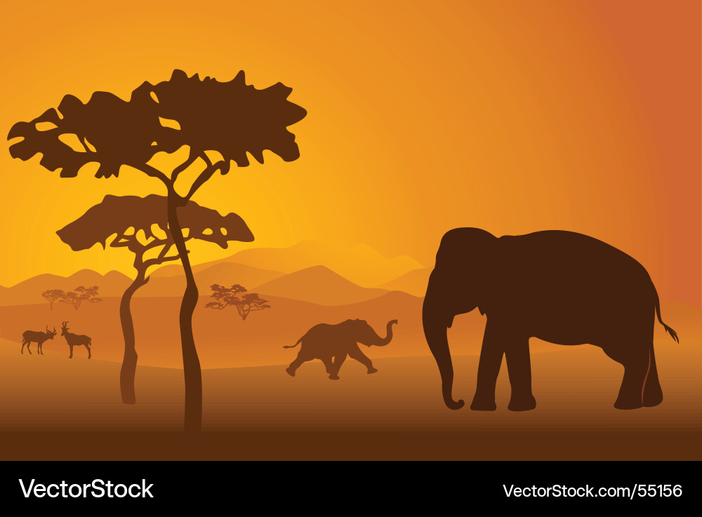 African Elephant Silhouette Vector Image