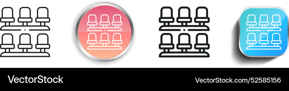 Chairs icon thin linear regular and button style vector image