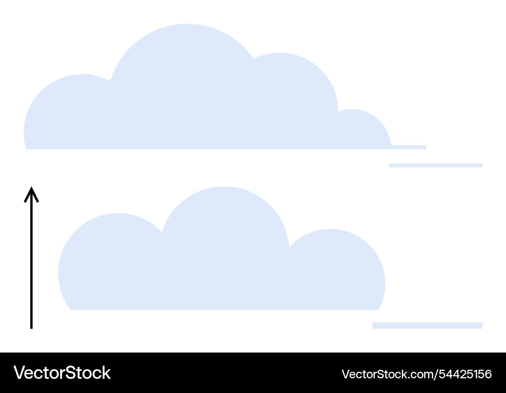 Clouds floating with wind lines and vertical arrow vector image