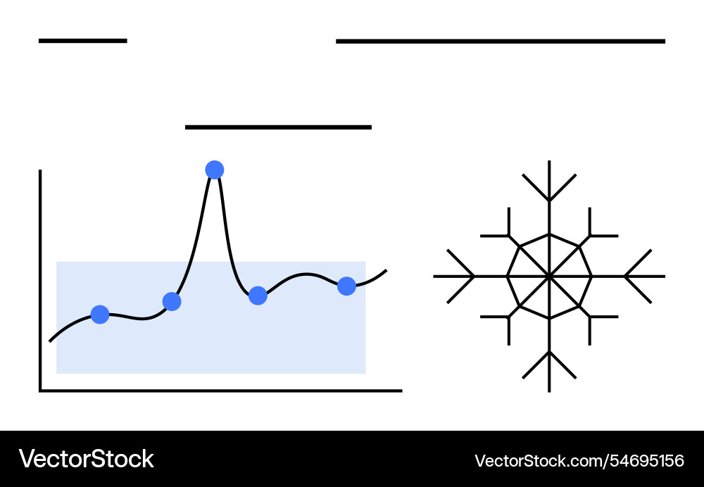 Data trends and patterns with a snowflake Data trends and patterns with a snowflake vector image