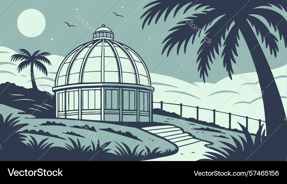 Domed building with palm trees design generative Vector Image