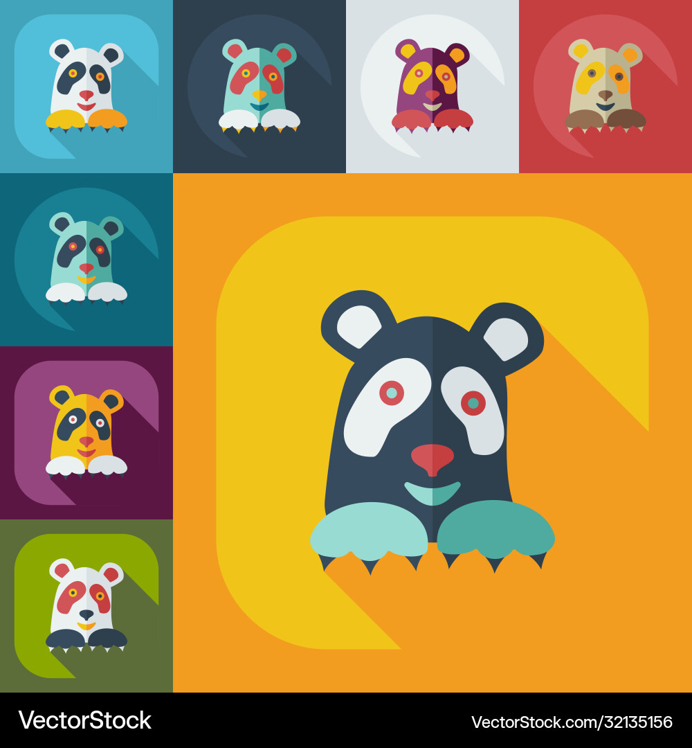 Flat modern design with shadow icons pandas Vector Image