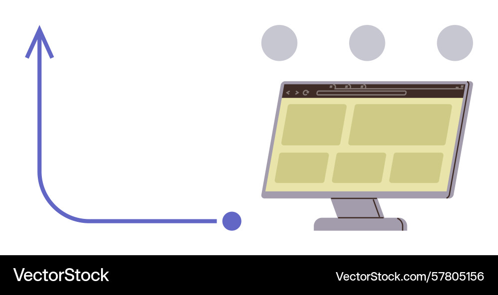 Growth curve with monitor displaying dashboard Vector Image