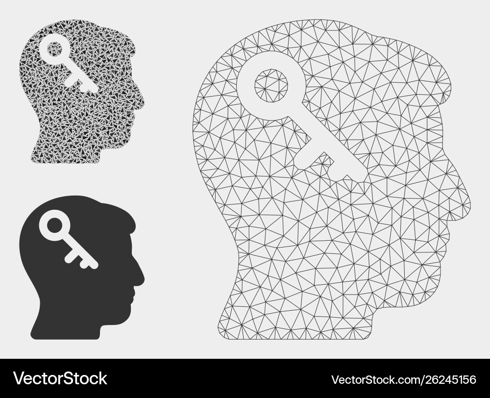 Head key mesh 2d model and triangle mosaic Vector Image