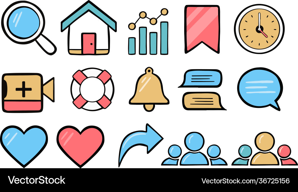 Icon set web color vector image