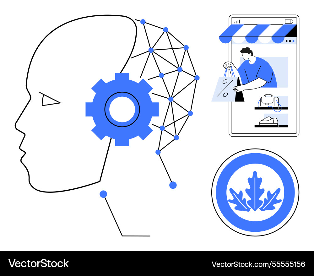 Integration of ai in e-commerce enhancing customer Integration of ai in e-commerce enhancing customer vector image