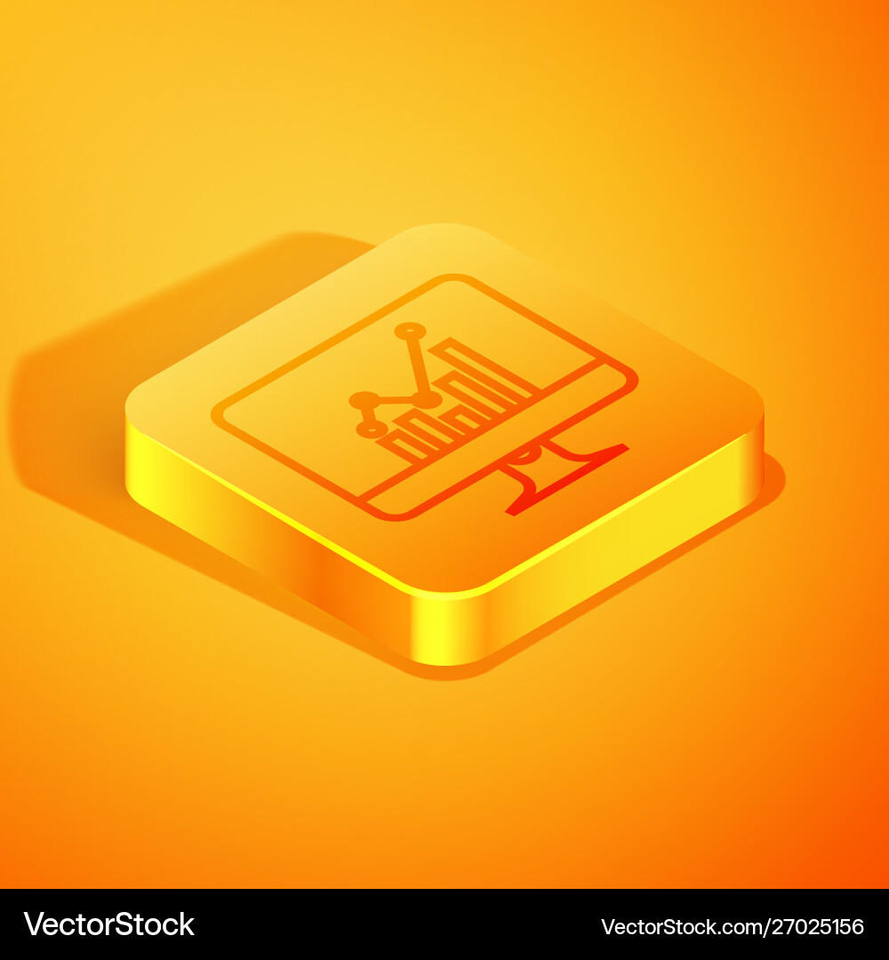 Isometric line computer monitor with graph chart Isometric line computer monitor with graph chart Vector Image