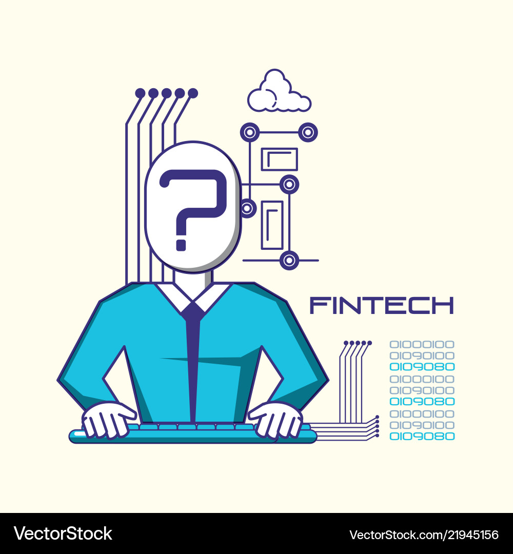 Man using keyboard fintech concept Vector Image