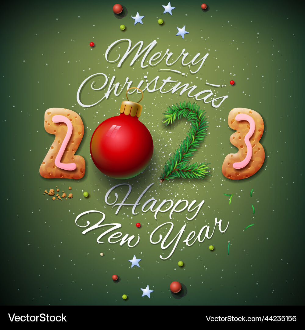 Merry christmas and happy new year 2023 greeting Merry christmas and happy new year 2023 greeting vector image