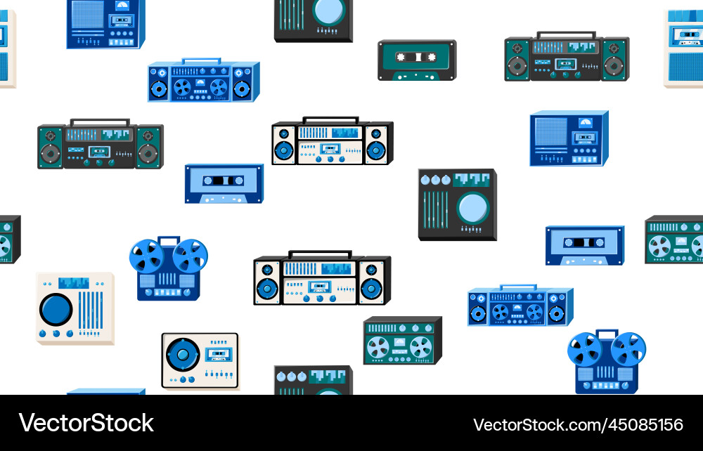 Seamless pattern endless with music audio tech Vector Image