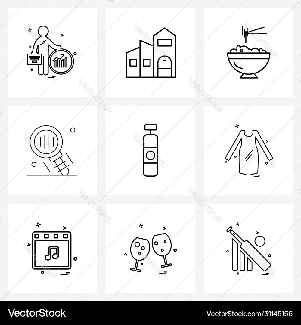 Set 9 simple line icons for web and print Vector Image
