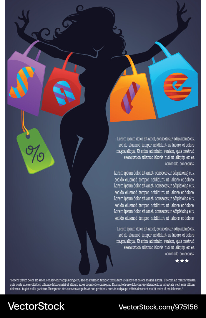 Shopping Silhouette Girl Background Vector Image