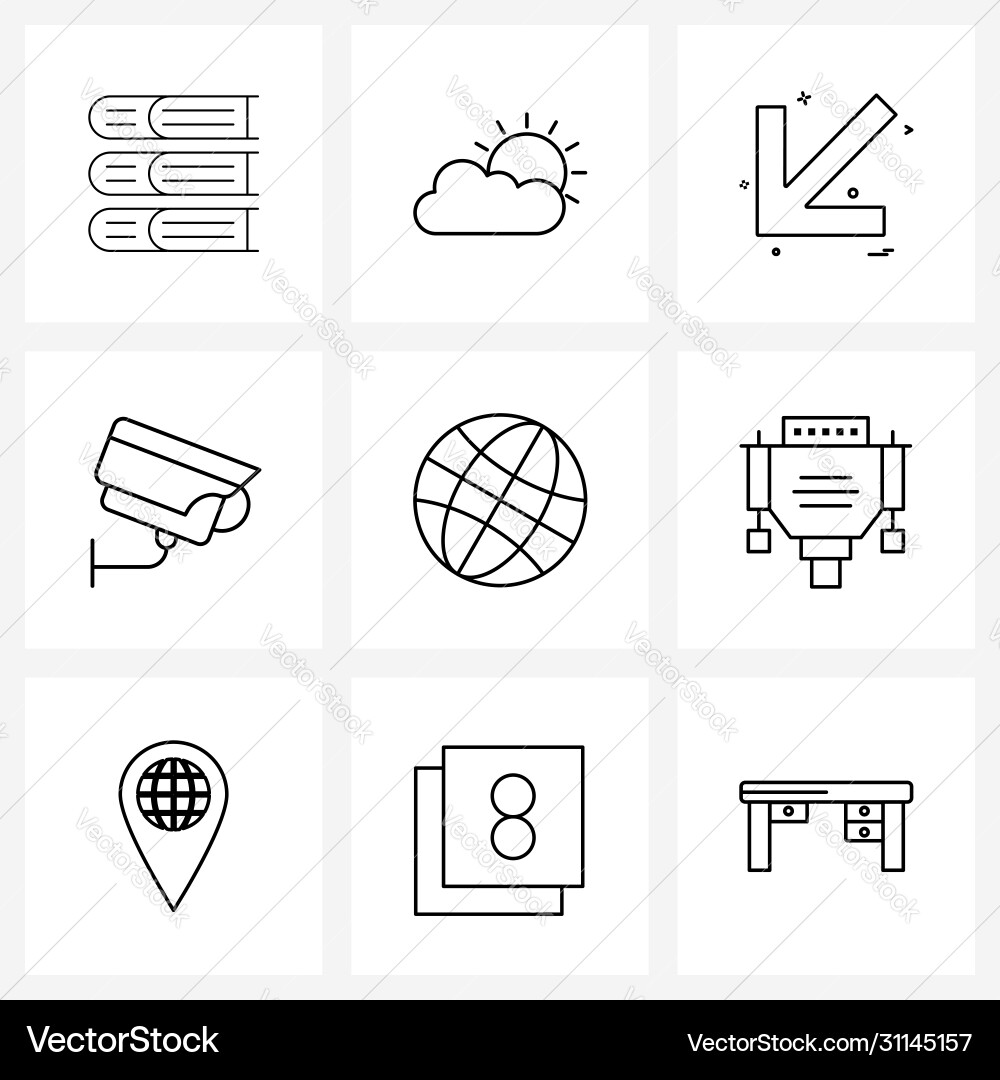 9 universal line icons for web and mobile Vector Image