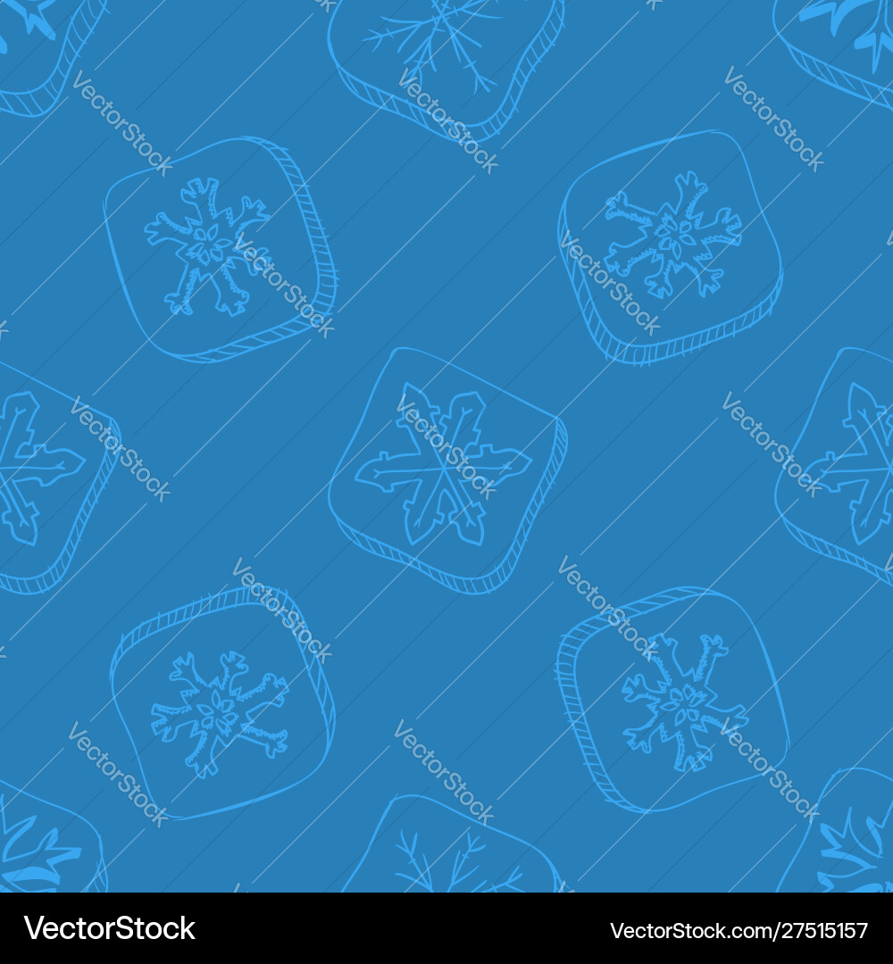 Christmas pattern with snowflake sketch Vector Image