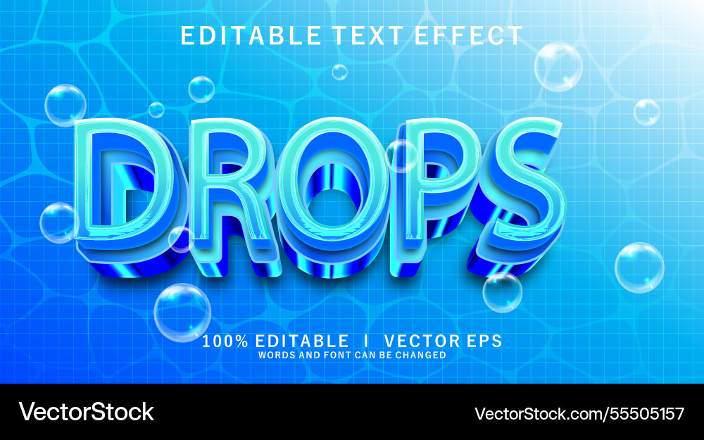 Drops 3d text effect with modern style design Drops 3d text effect with modern style design vector image