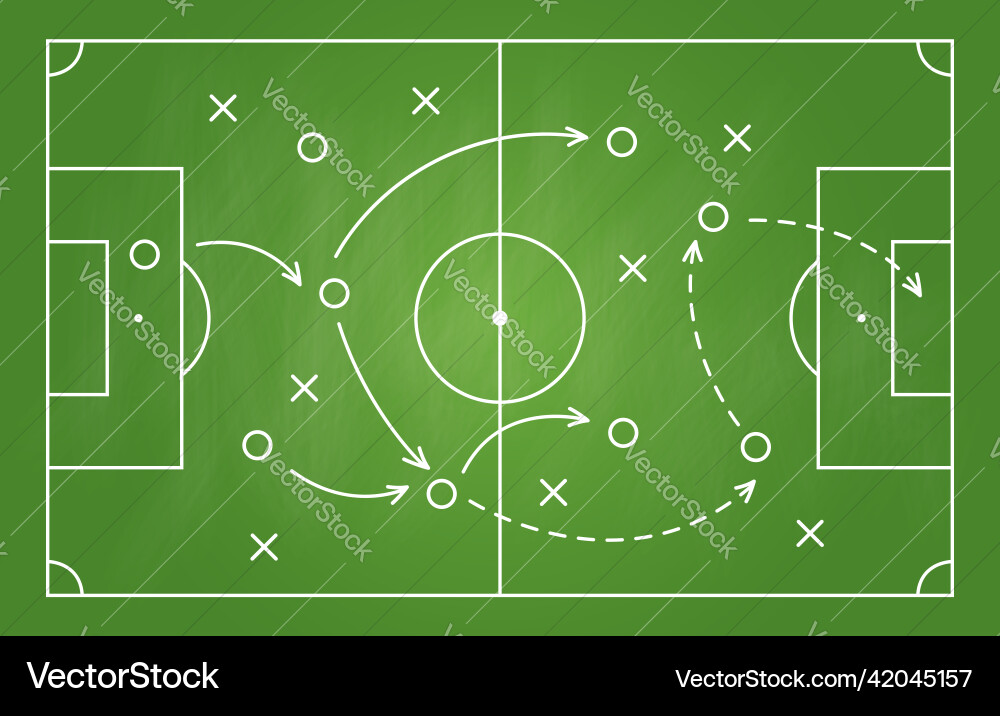 Fußball Strategie Fußball Spiel Taktik Zeichnung Fußball Strategie Fußball Spiel Taktik Zeichnung vektorbild