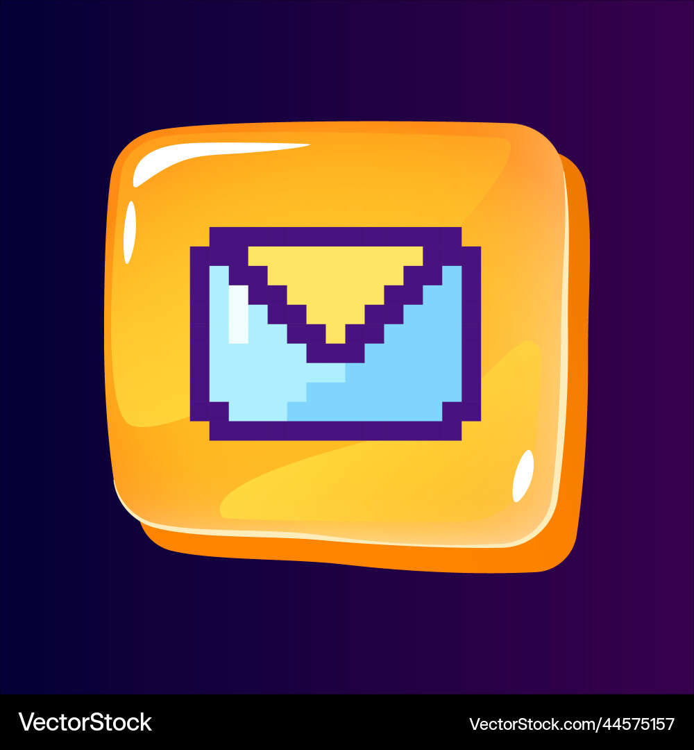 Letter glossy ui button with pixelated color icon Letter glossy ui button with pixelated color icon vector image