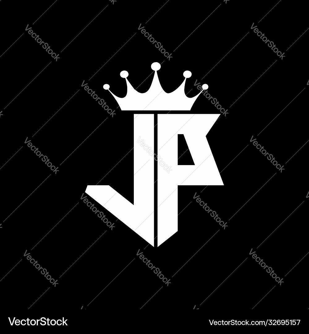 Lp logo monogram shield shape with crown design Vector Image