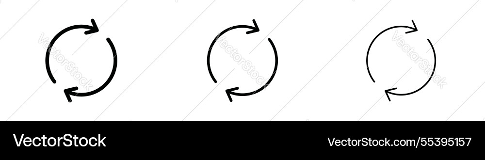 Refresh icons in three different stroke lines Refresh icons in three different stroke lines vector image