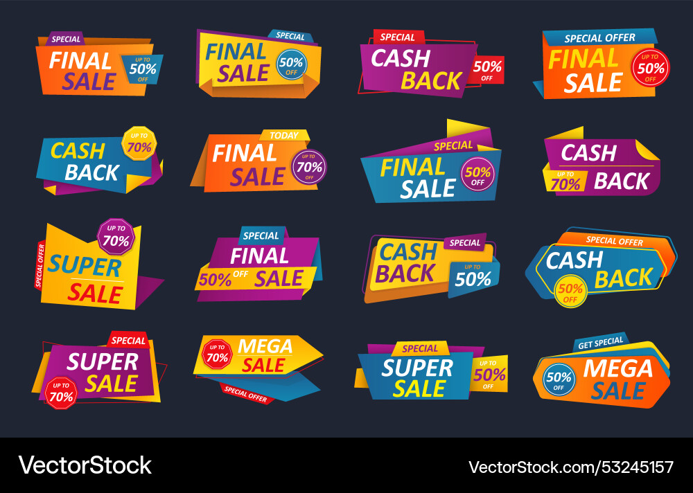 Sale badge special cash back mega discount Sale badge special cash back mega discount vector image