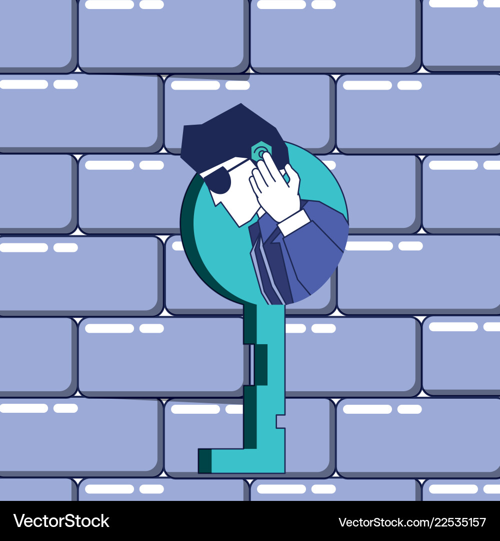 Security agent with wall and key data privacy vector image