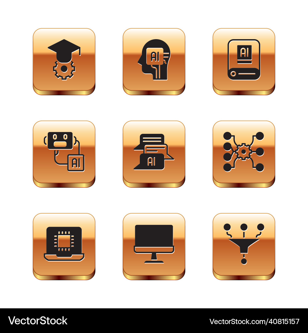 Set graduation cap processor cpu computer Set graduation cap processor cpu computer vector image