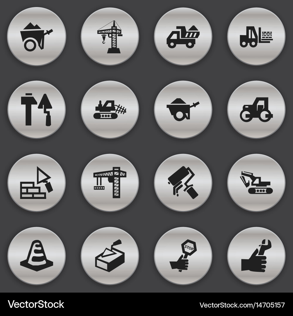 Set of 16 editable building icons includes Vector Image