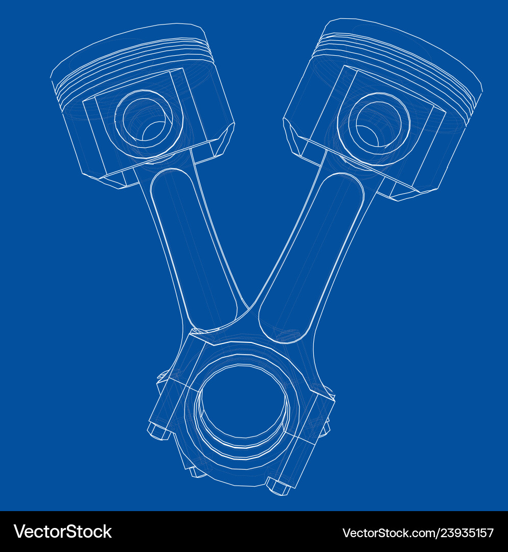 Sketch of piston rendering 3d vector image