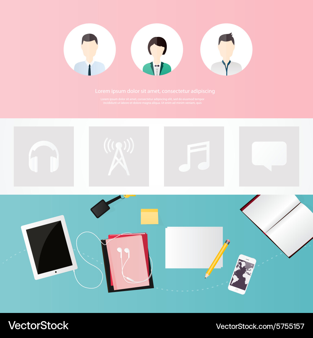 Website design template all in one set for vector image