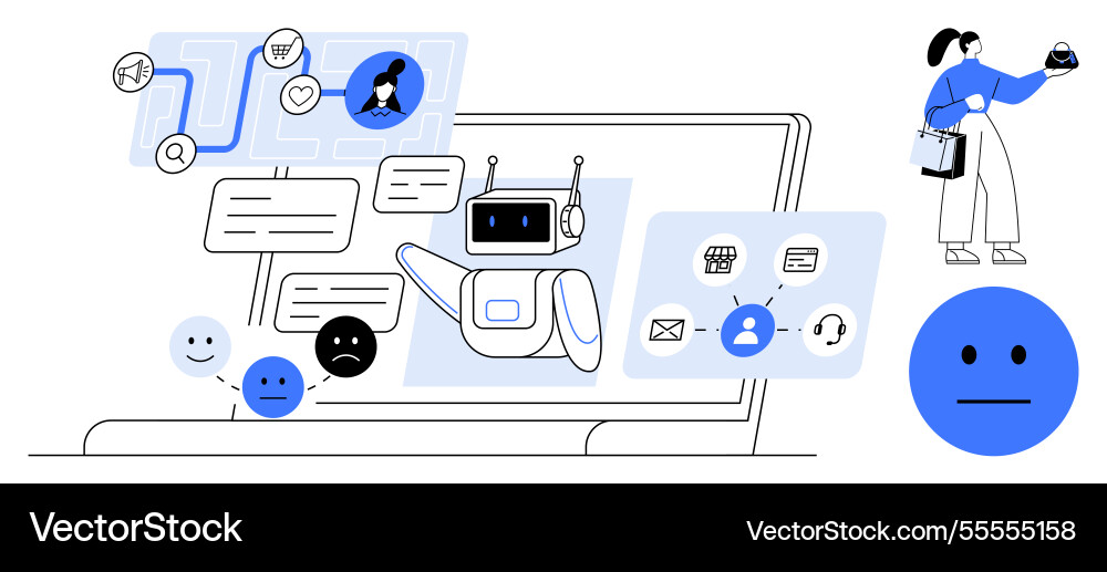 Ai-driven customer service with chatbot assisting Ai-driven customer service with chatbot assisting vector image