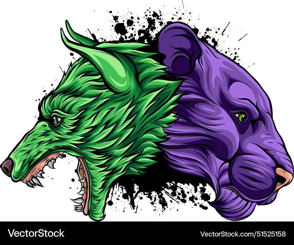 Colored wolf head mascotn Royalty Free Vector Image