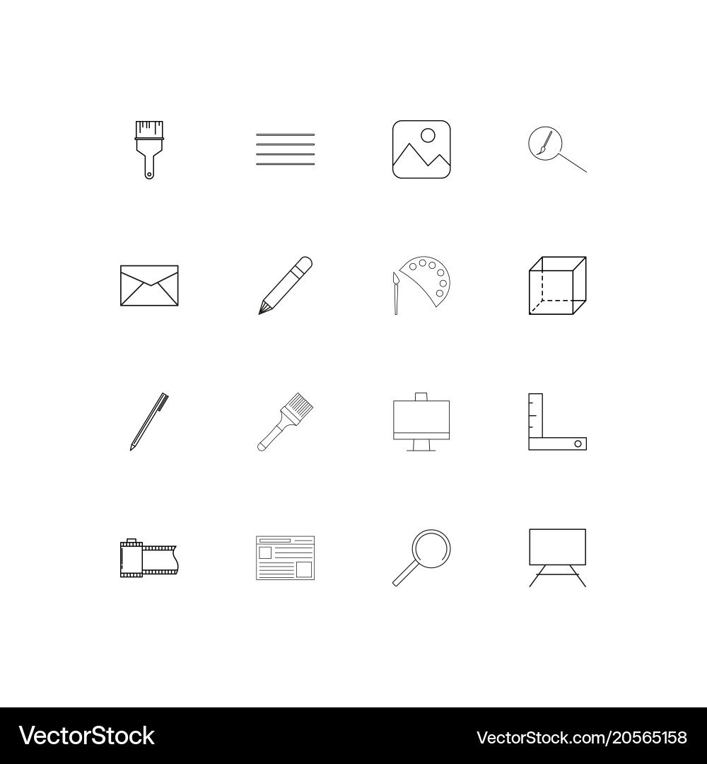 Creative process and design simple linear icons Vector Image