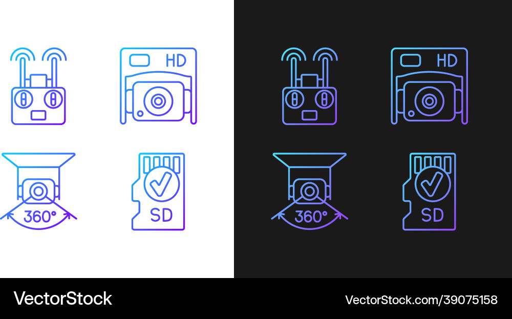Drone use gradient manual label icons set Drone use gradient manual label icons set Vector Image