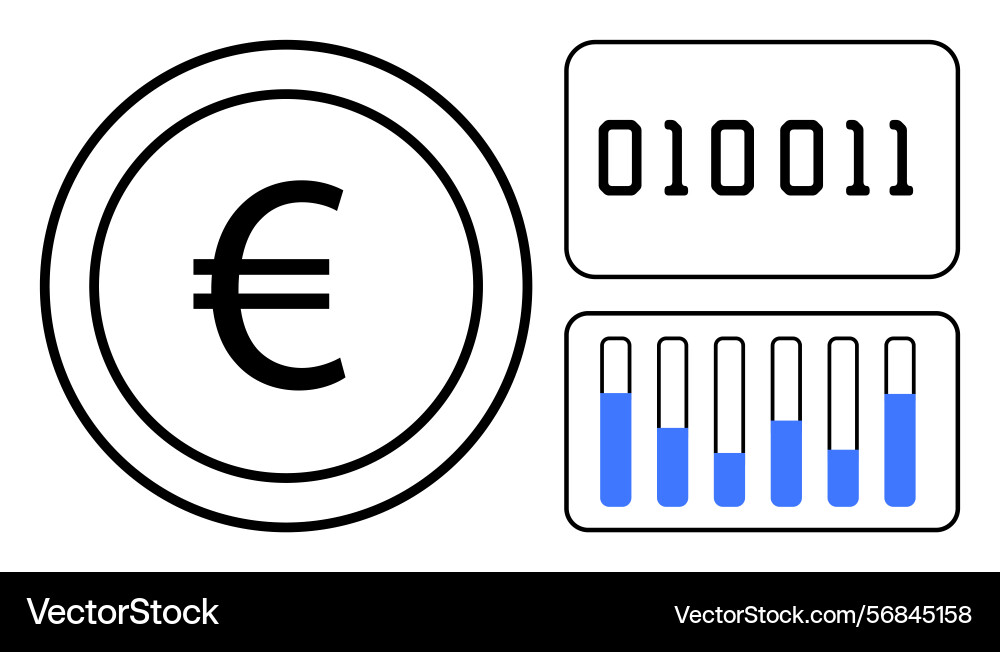 Euro Währungsvertretung mit Binärcode Euro Währungsvertretung mit Binärcode vektorbild
