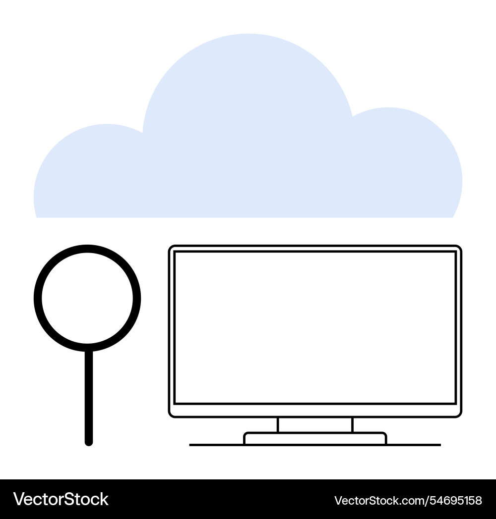 Exploring cloud computing with magnifying glass Exploring cloud computing with magnifying glass vector image