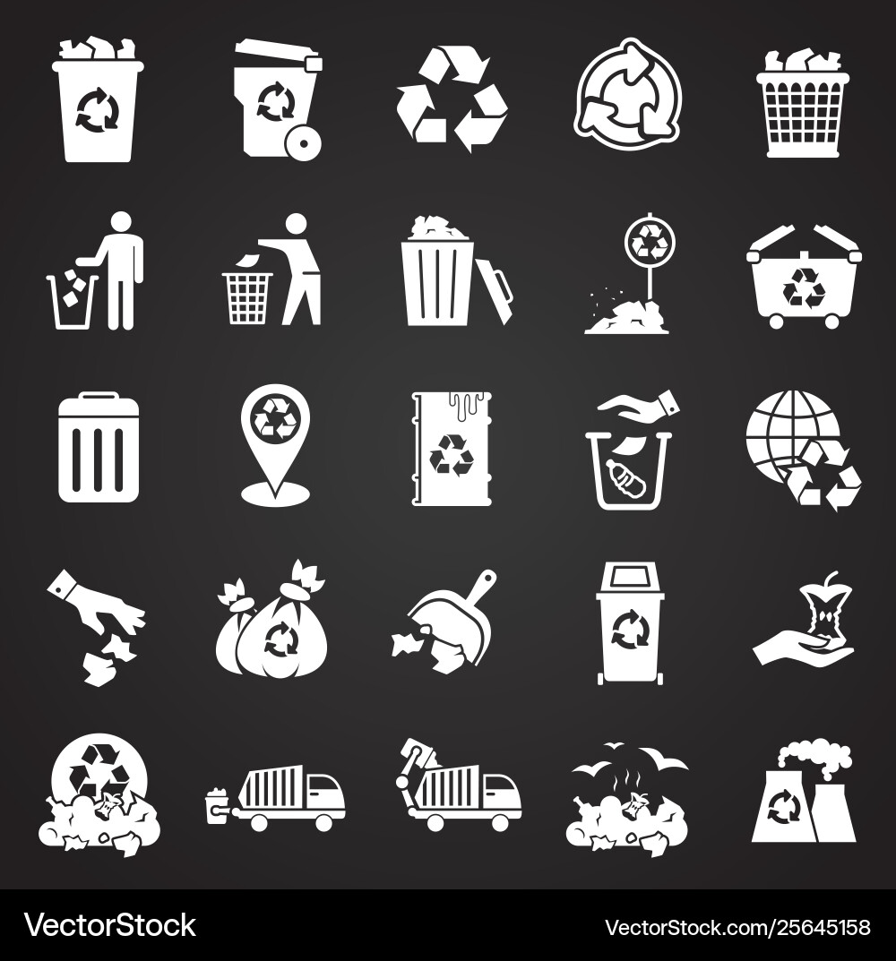 Garbage related icons set on background Vector Image