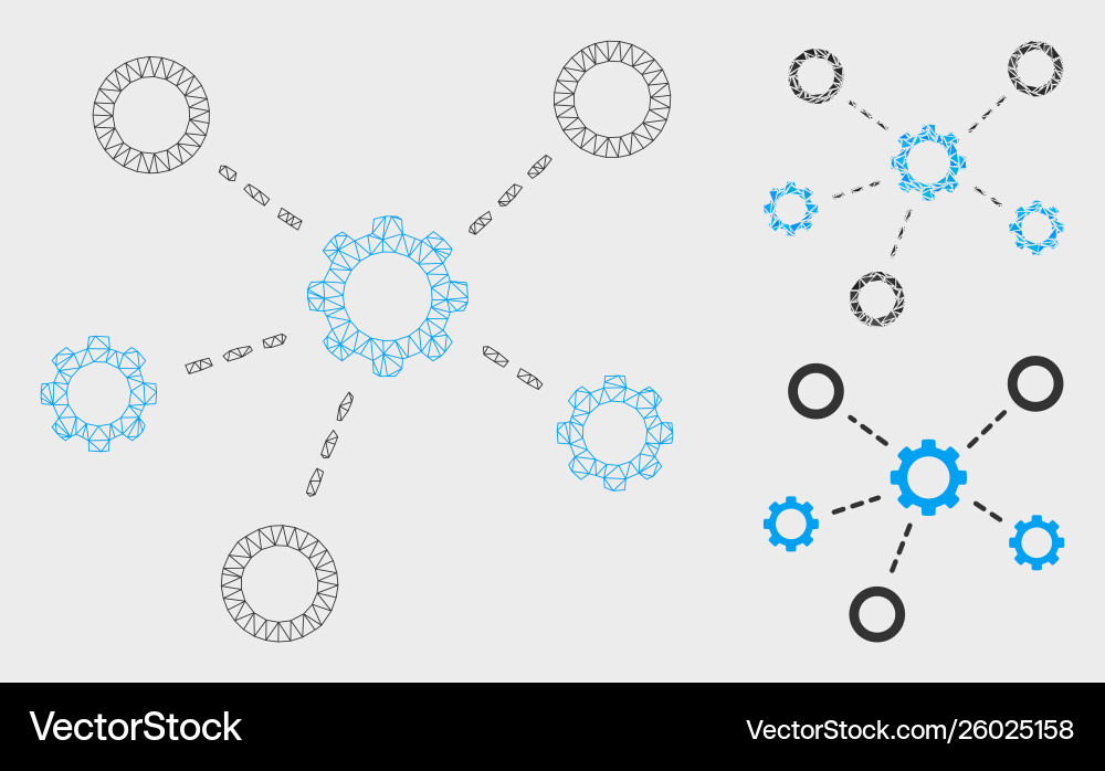 Gears relations mesh network model Gears relations mesh network model Vector Image