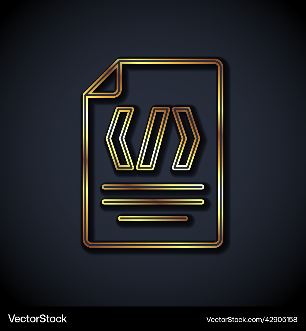 Gold line binary code icon isolated on black Gold line binary code icon isolated on black vector image