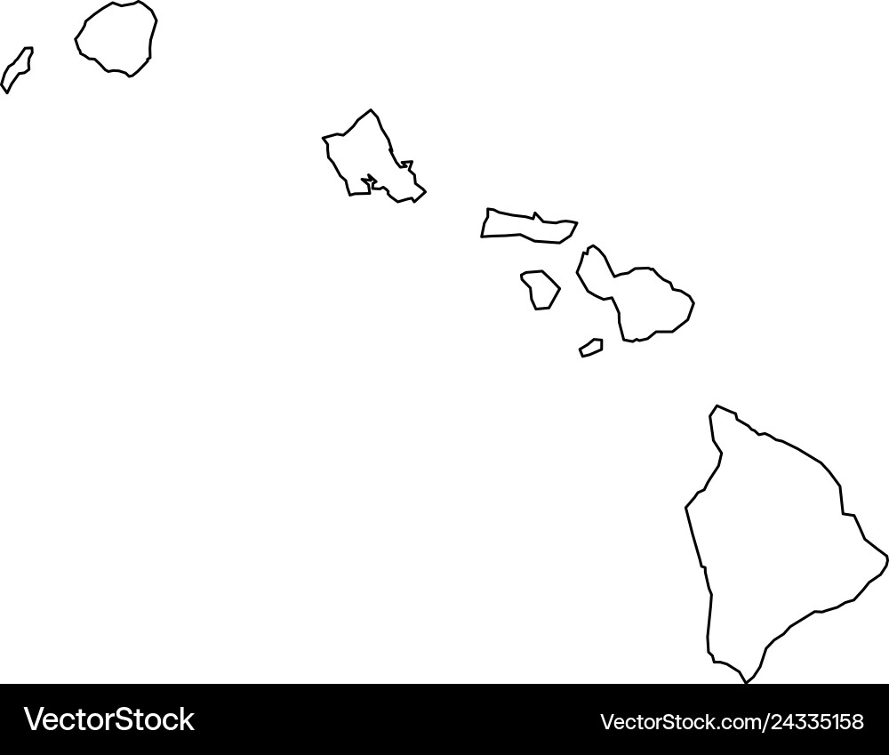 Hawaii state of usa - solid black outline map vector image