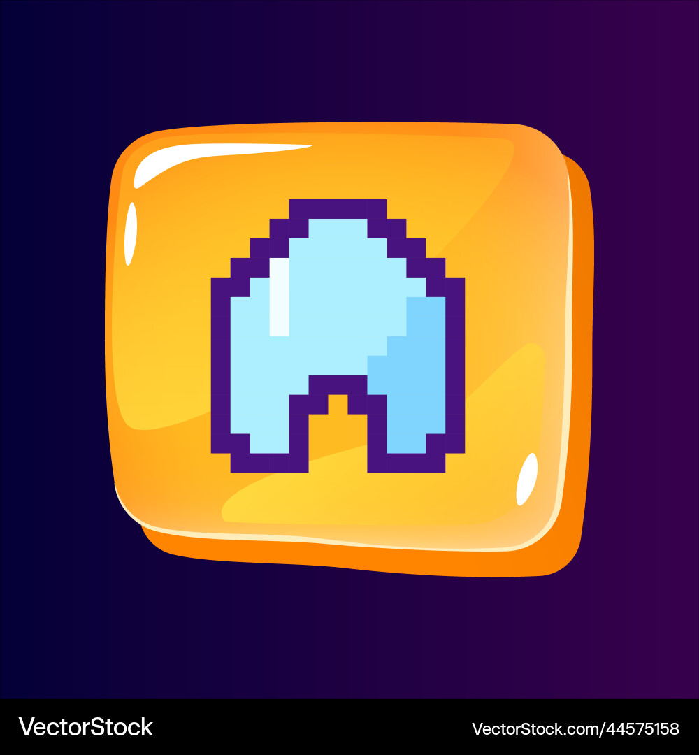 Home glossy ui button with pixelated color icon vector image