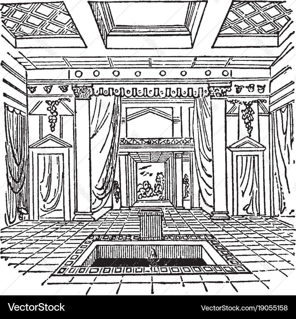 Impluvium part of ancient roman architecture Vector Image