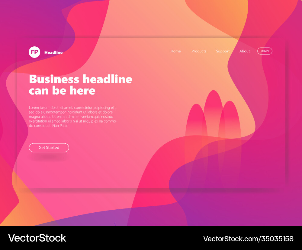 Landing page template with gradient modern webpage Landing page template with gradient modern webpage Vector Image
