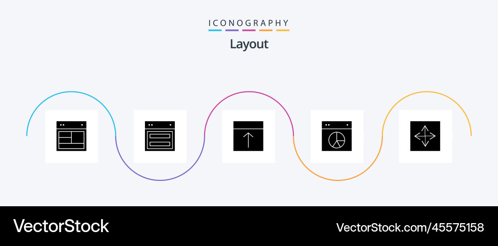 Layout glyph 5 icon pack including arrow angular Vector Image