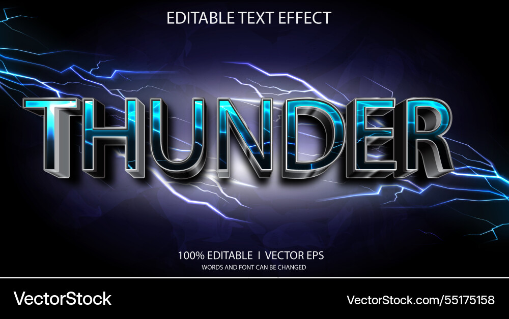 Lightning or thunder 3d text effect with modern Lightning or thunder 3d text effect with modern vector image
