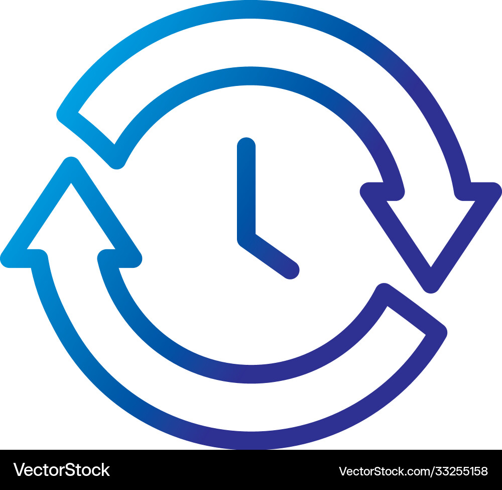 Time clock with arrows reload gradient style icon vector image