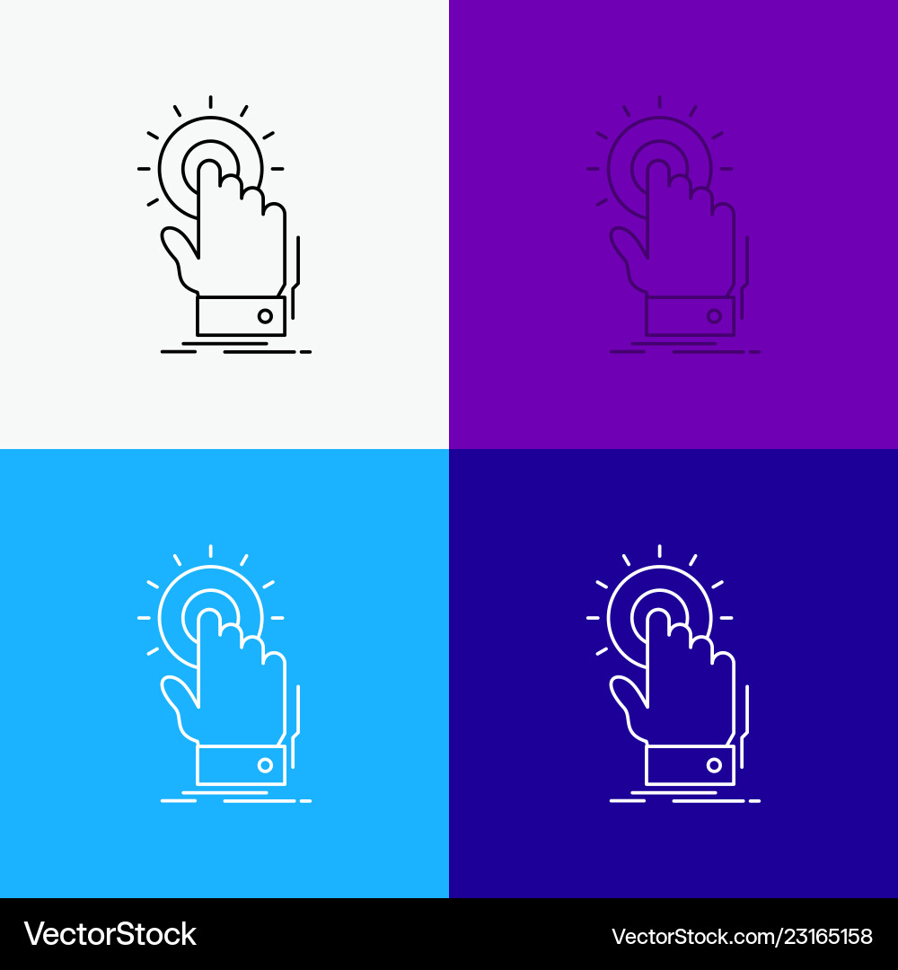 Touch click hand on start icon over various Touch click hand on start icon over various Vector Image