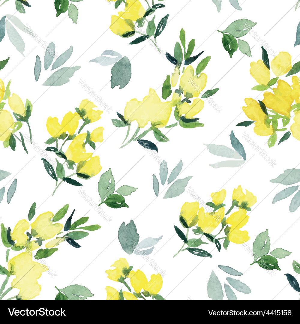 Watercolor Floral Seamless Pattern Vector Image