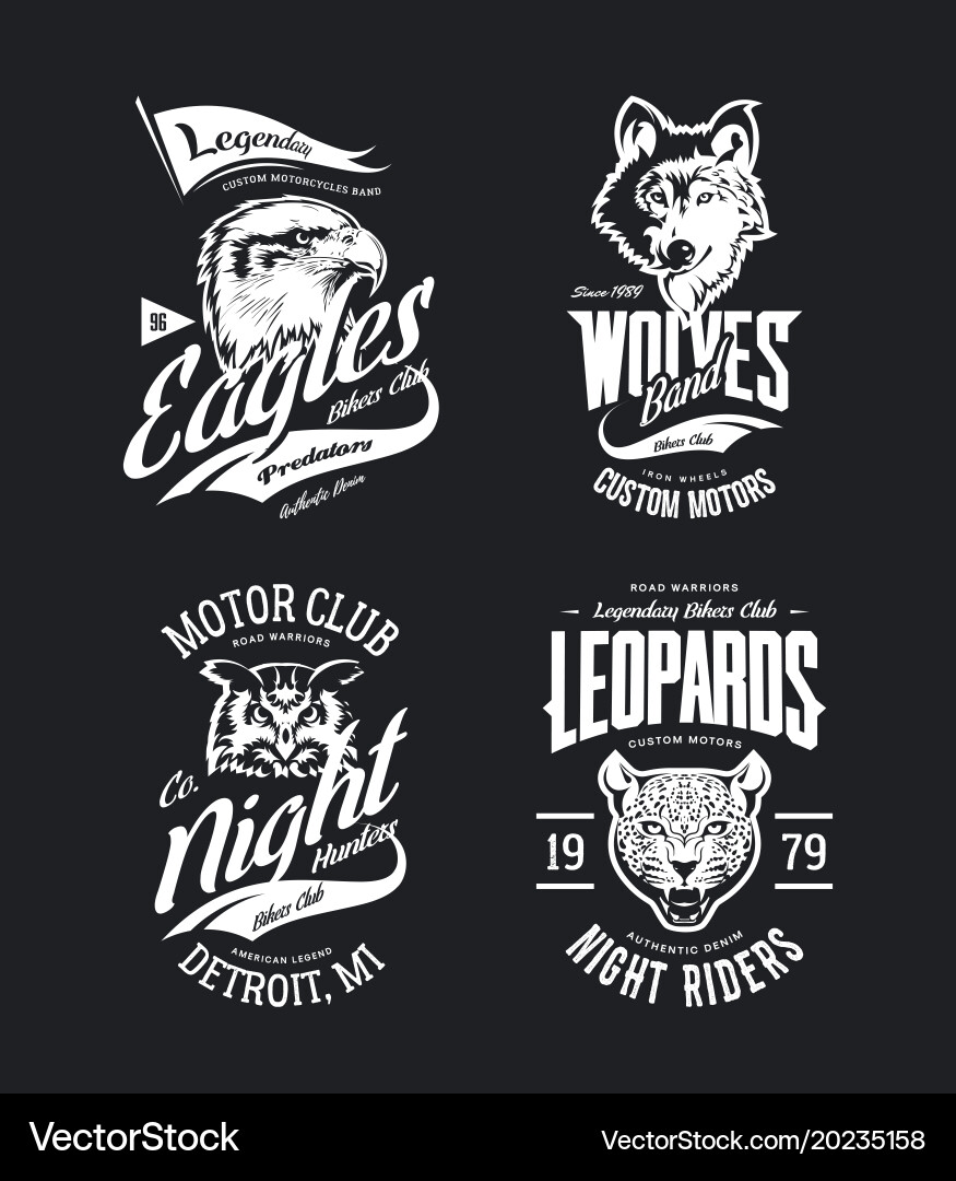 Wild Animal Bikers Logo Set Vector Image