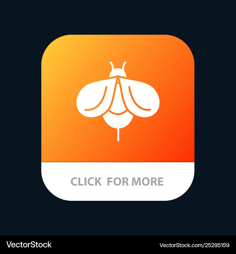 Bee fly honey bug mobile app button android Vector Image